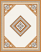 Elegant Amber Floral Medallion Square Rug