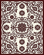 Deep Burgundy Floral Symmetry Rug