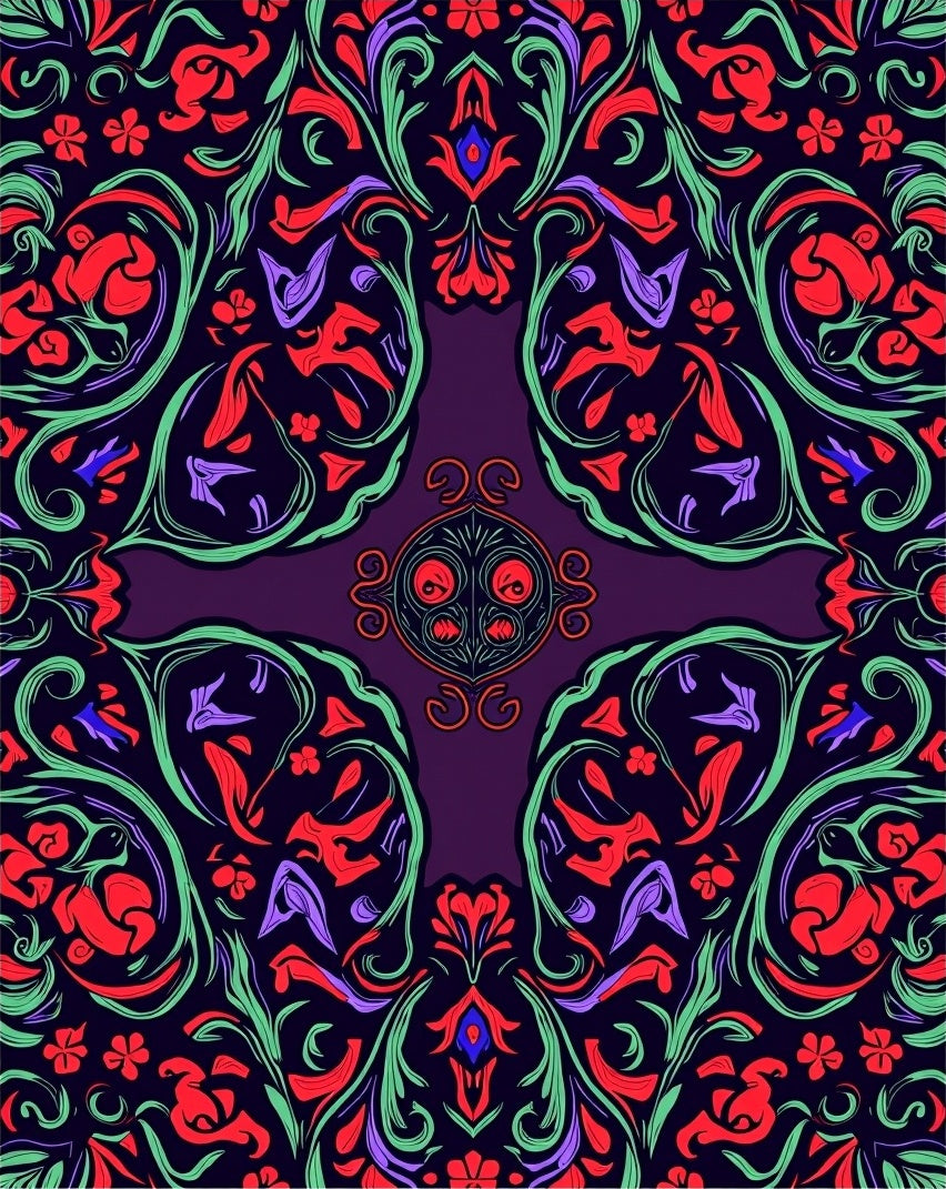 Rich Floral Vines Medallion Rug