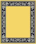 Golden Yellow Black Floral Border Rug