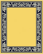 Golden Yellow Black Floral Border Rug