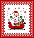 Festive Red Santa Sleigh Snowflakes Rug