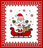 Festive Red Santa Sleigh Snowflakes Rug