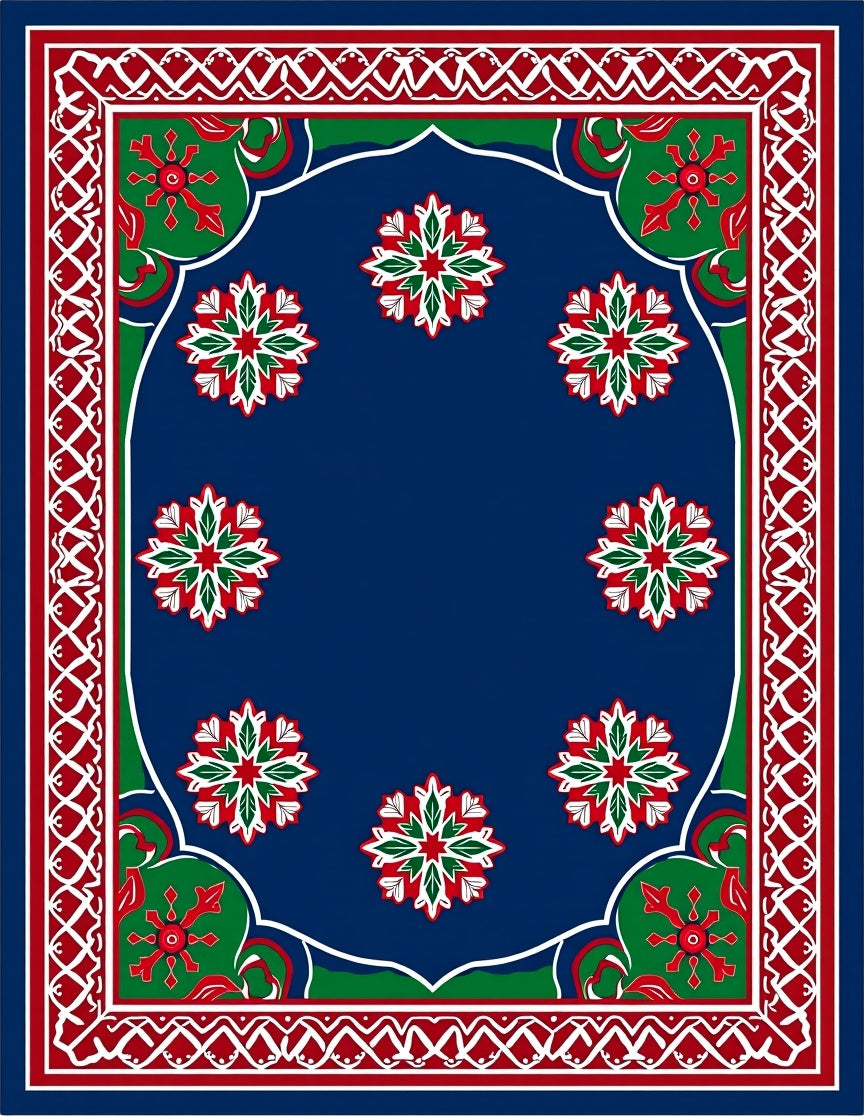Rich Blue Starburst Arabesque Framing Rug