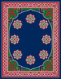 Rich Blue Starburst Arabesque Framing Rug