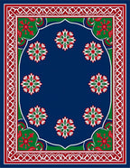 Rich Blue Starburst Arabesque Framing Rug