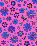 Pink Blue Floral Butterfly Garden Rug