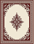 Elegant Burgundy Floral Medallion Border Rug