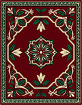 Deep Red Floral Medallion Garden Rug