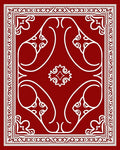 Crimson Swirl Floral Intricate Border Rug