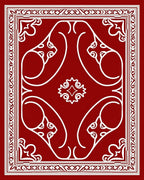 Crimson Swirl Floral Intricate Border Rug