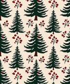 Evergreen Emerald Trees Red Berries Rug