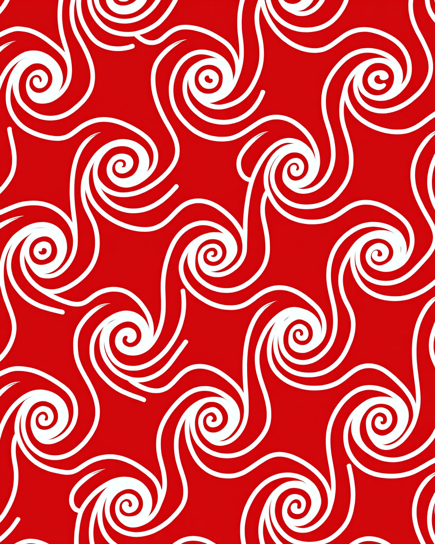 Crimson Swirl Curlicue Abstract Rug