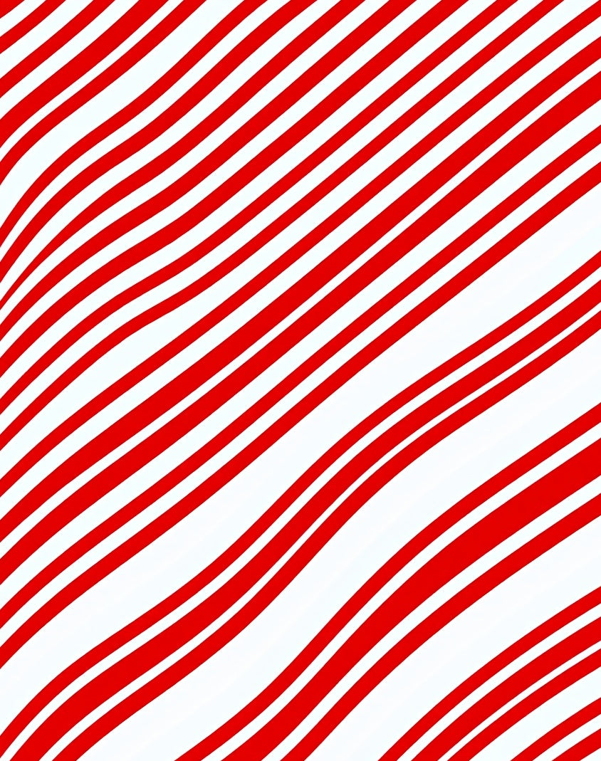 Red White Curved Stripe Rug