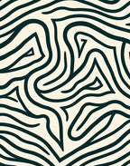 Cream Black Abstract Swirl Organic Rug