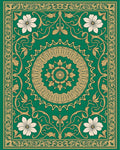 Emerald Gold Floral Mandala Ornamental Rug