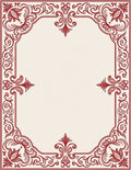 Deep Red Floral Scroll Border Rug