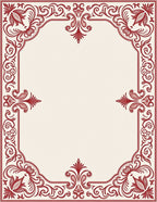 Deep Red Floral Scroll Border Rug