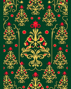 Green Red Gold Floral Garland Rug