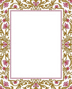 Elegant Pink Floral Gold Vine Border Rug