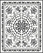 Black White Floral Mandala Rug