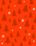 Red Snowfall Evergreen Forest Rug