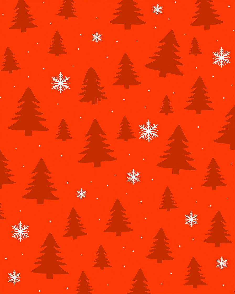 Red Snowfall Evergreen Forest Rug
