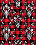 Red Black Buffalo Check Floral Medallions Rug