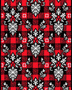 Red Black Buffalo Check Floral Medallions Rug