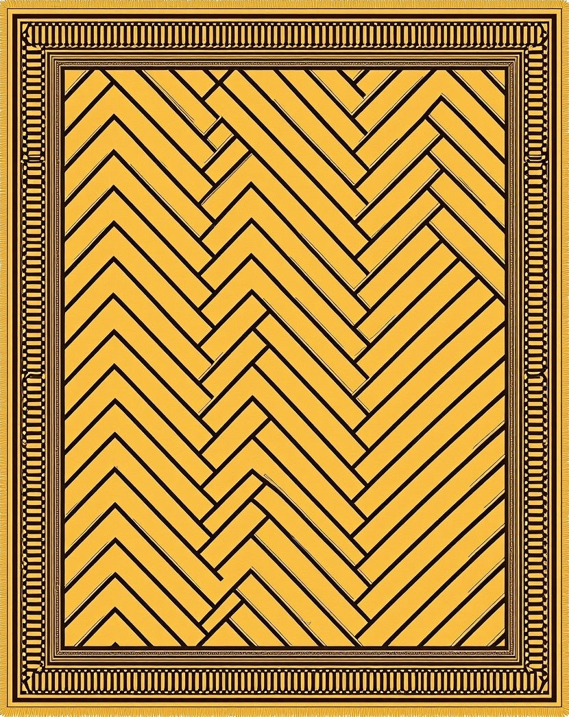 Golden Yellow Herringbone Geometric Rug