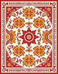 Crimson Gold Floral Medallion Rug