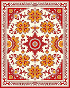 Crimson Gold Floral Medallion Rug