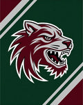 Maroon Wolf Head Dark Green Stripes Rug