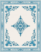Blue Floral Medallion Border Rug