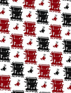 Bold Red Black Drum Collage Rug