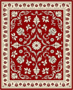 Rich Red Ornate Floral Vine Rug