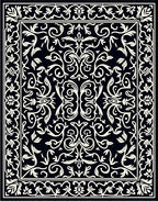 Elegant Ivory Baroque Foliate Design Rug