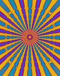 Vibrant Yellow Sunburst Oval Stripe Rug