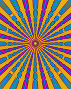 Vibrant Yellow Sunburst Oval Stripe Rug
