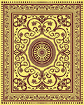 Golden Yellow Floral Medallion Border Rug