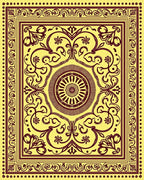 Golden Yellow Floral Medallion Border Rug