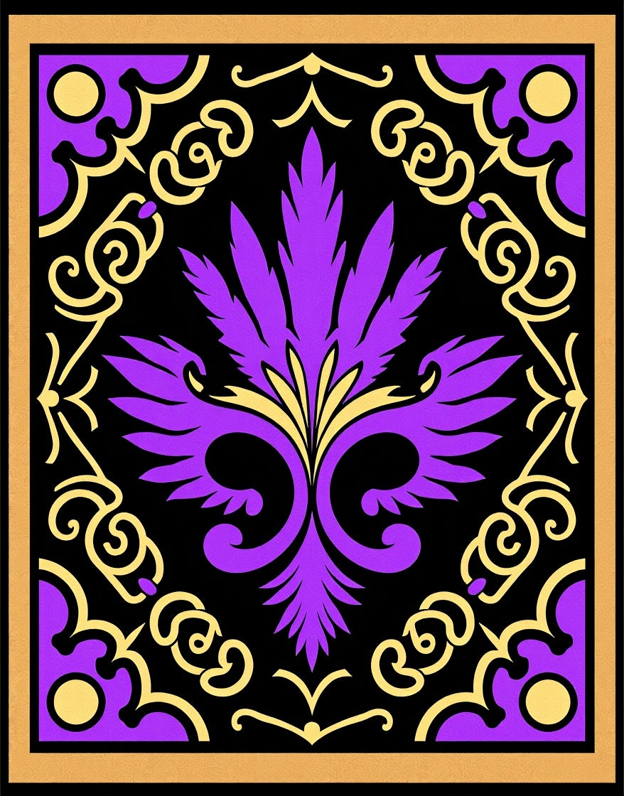 Vibrant Purple Gold Regal Flourish Rug