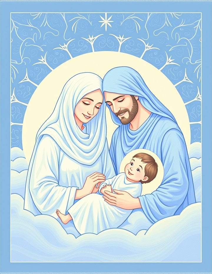 Holy Family Serene Blue Embrace Rug