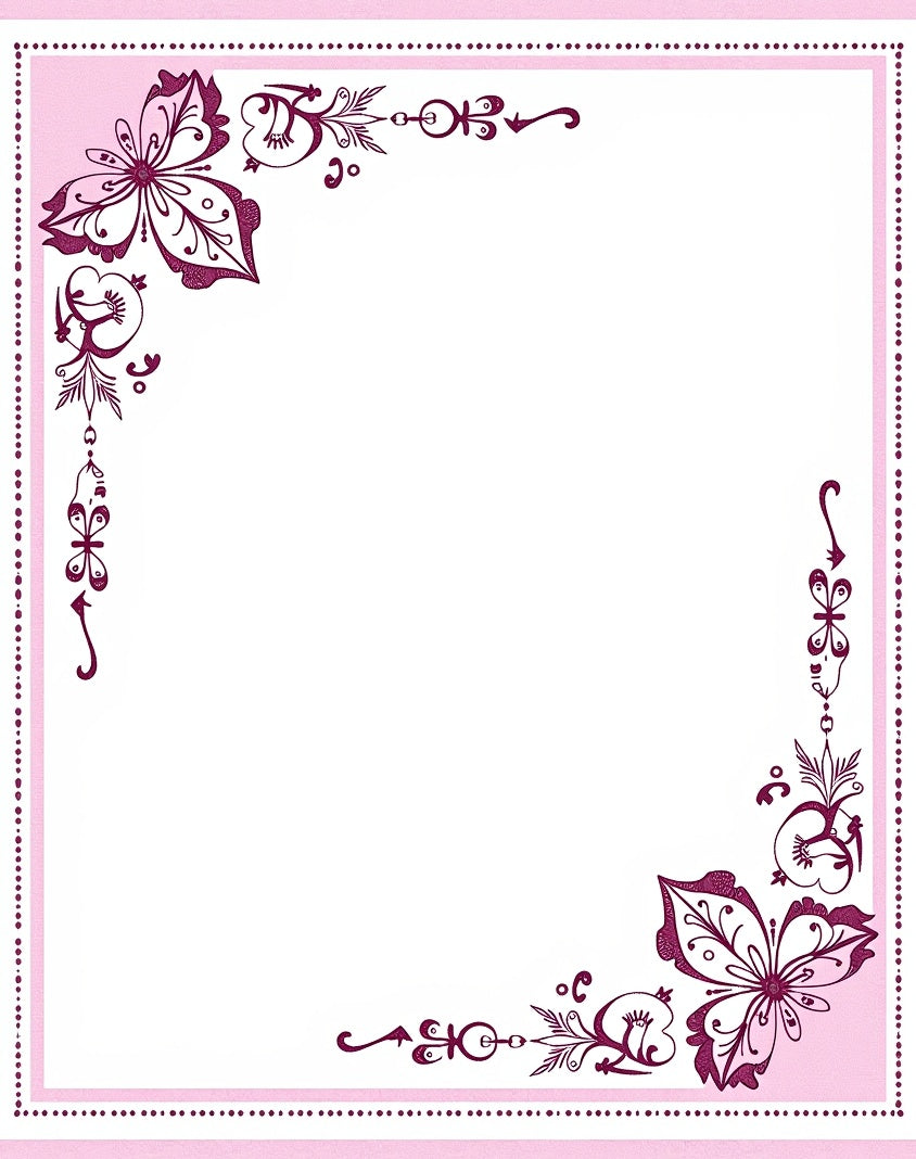 Fuchsia Butterfly Flourish Corner Accents Rug