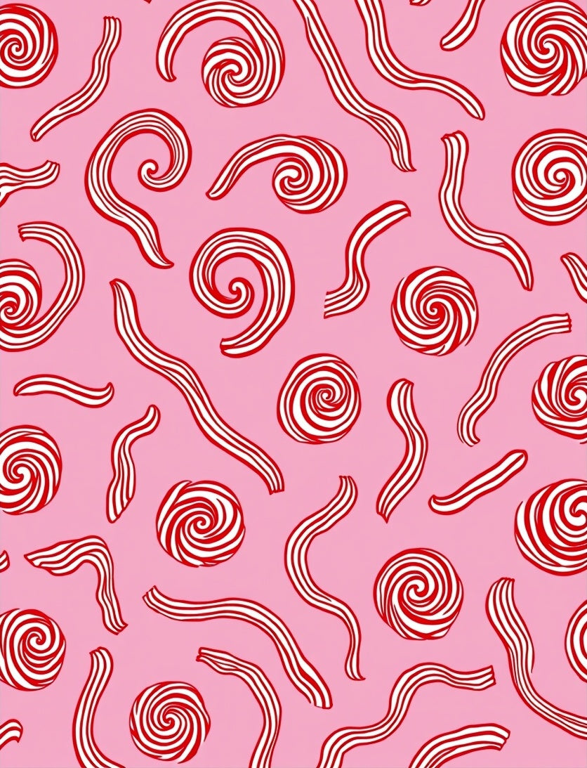 Pink Swirls Candy Cane Stripes Rug