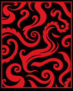 Crimson Swirl Scrollwork Contemporary Rug