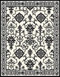 Black Ornamental Floral Cream Field Rug