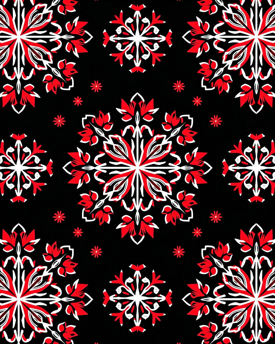 Bold Red White Floral Medallions Rug