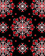 Bold Red White Floral Medallions Rug