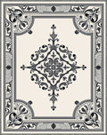 Elegant Black White Scrollwork Medallion Rug